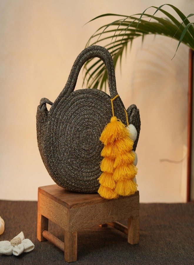 Ariya Women Sling Bag with Tassel Charm (4063 | Light Gray) Handcrafted PP & Cotton Blend Shoulder Purse, Perfect for Ladies & Girls, Lightweight Crossbody Bag for Daily Use, Casual, Travel - Image 2